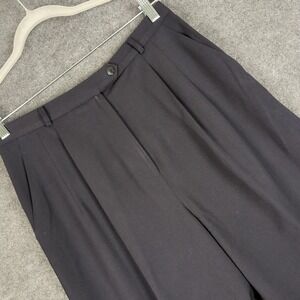 Talbots Womens 12 Navy Blue Wool Blend Pleated High Rise Trousers Made in USA